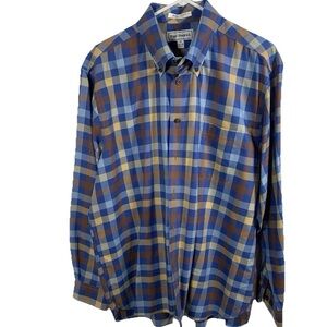 Paul Fredrick Men Non‎ Iron Dress Shirt Long Sleeve 17 34 Cotton Blue Check EUC